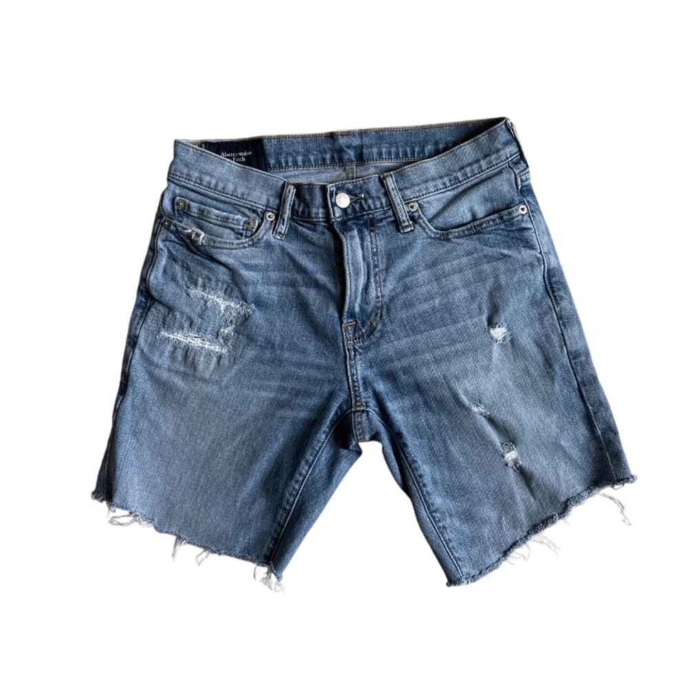 Abercrombie & Fitch Men 29x30 Y2K Shorts Distressed Light Wash Skinny Stretch